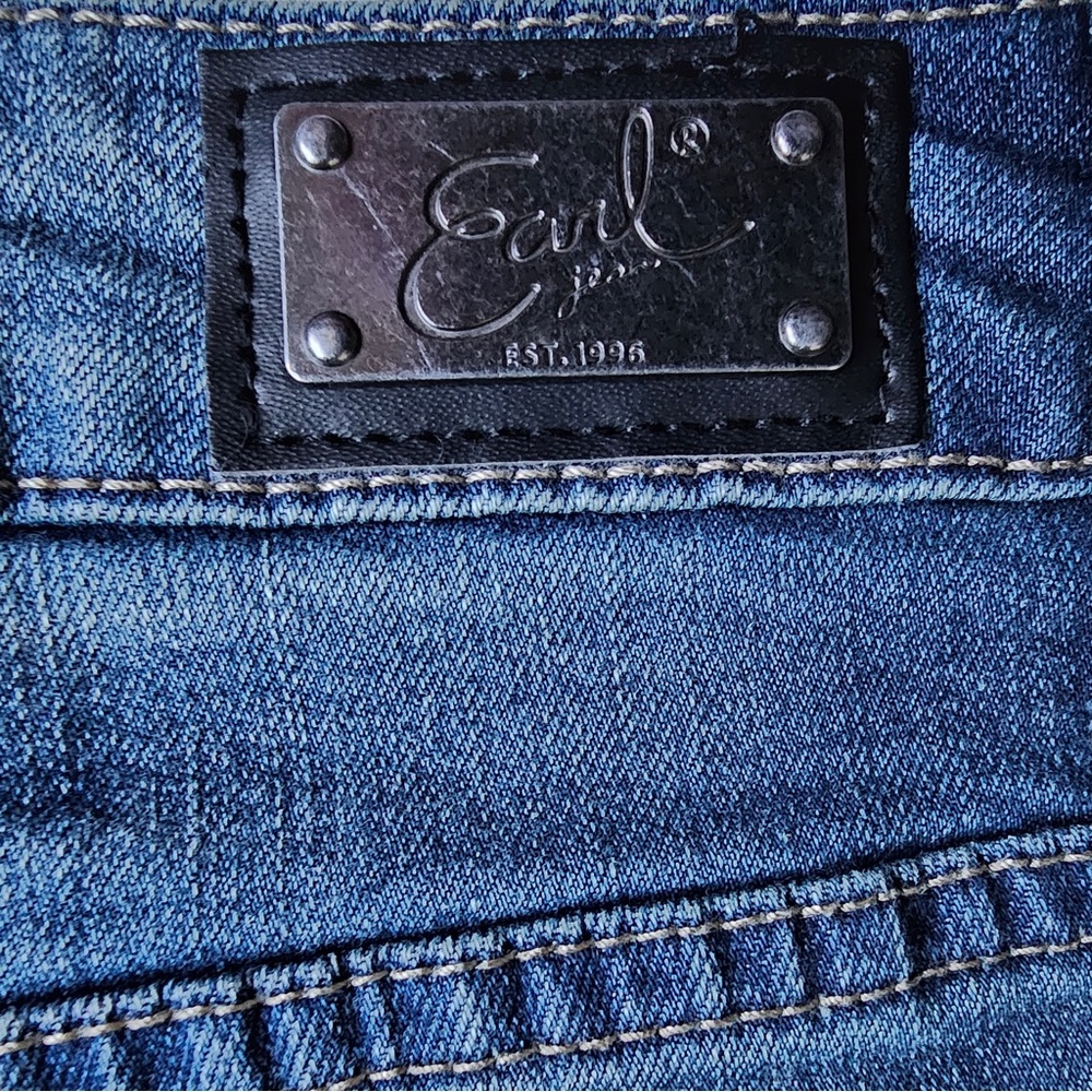 EARL Jeans Skinny Bedazzled Rhinestone Accents Tapered Legs  Whiskers Size 10 - Picture 10 of 10